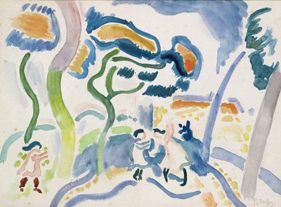 Lapset leikkivät (akvarelli paperille) tekijältä Raoul Dufy