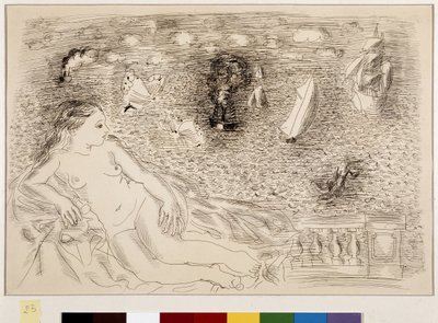 Femme nue devant la mer (öljyä kankaalle) tekijältä Raoul Dufy