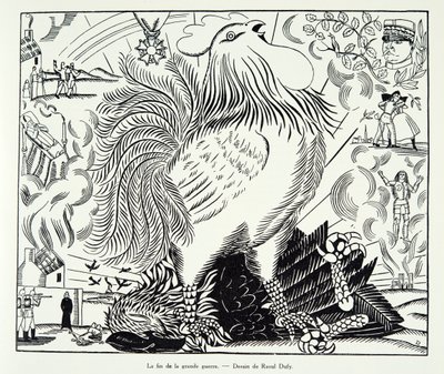 Suuren sodan loppu, teoksesta Histoire de la Troisieme Republique, Vol. I, Poliittinen historia, julkaisu 1933 (litografia). tekijältä Raoul Dufy