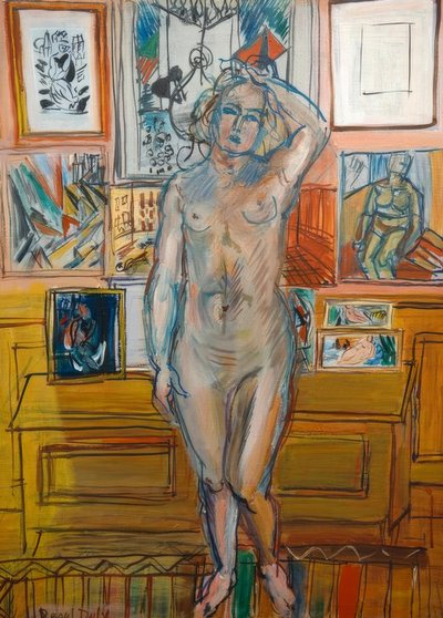 Seisoo alasti maalausten päällä tekijältä Raoul Dufy
