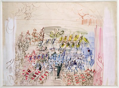 Sinfoniaorkesteri (vesiväri paperille) tekijältä Raoul Dufy