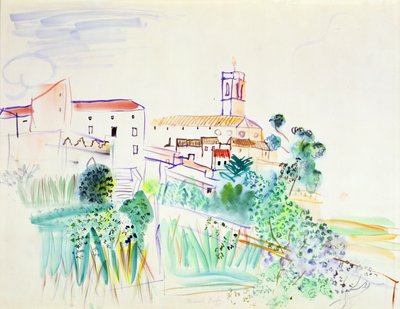 Provencen kylä (vesiväri paperille) tekijältä Raoul Dufy