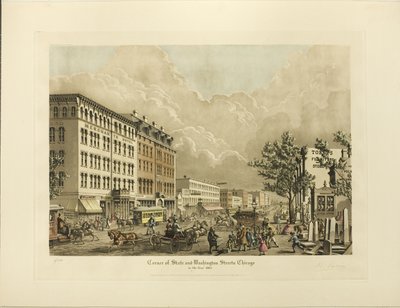 Corner of State ja Washington Streets, Chicago, vuonna 1865 tekijältä Raoul Varin