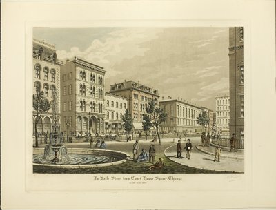 La Salle Street Chicagon Court House Squarelta vuonna 1865 tekijältä Raoul Varin