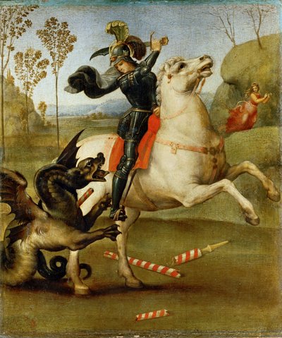 Heiliger Georg und der Drache von Raphael (1483-1520)