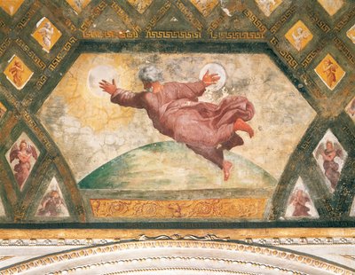 Auringon ja kuun luominen, n. 1518 (fresko) tekijältä Raphael
