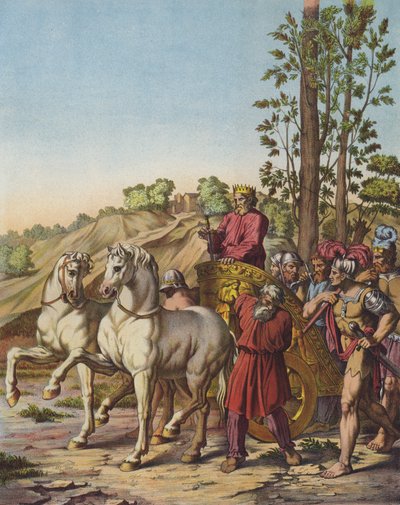 Herodes Suuresta tulee Juudean kuningas roomalaisten vasalliksi (väri litho) tekijältä after Raphael