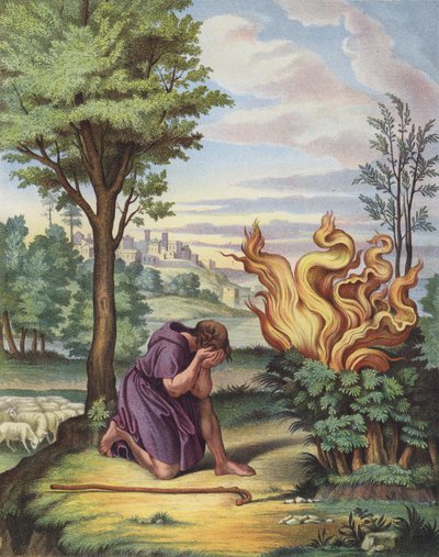 Mooses ja palava pensas (väri litho) tekijältä after Raphael