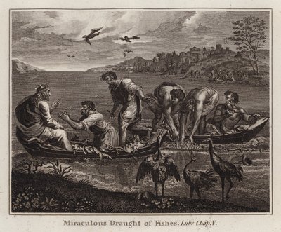 Rafael-sarjakuva: Miraculous Draft of Fishes, Luke, Chap V (kaiverrus) tekijältä after Raphael
