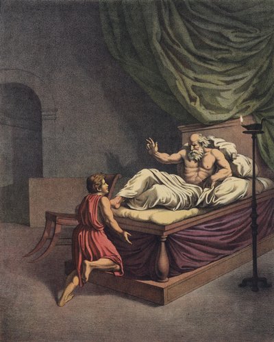 aSamuel menee Elin luo kuultuaan äänen huutavan hänen nimeään (väri litho) tekijältä after Raphael