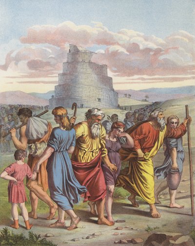 Baabelin torni (väri litho) tekijältä after Raphael