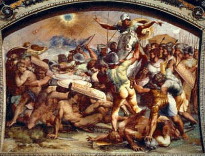 Joshua pimentää aurinkoa, fresko Loggiassa, Vatikaanissa, n. 1518-1519 (fresko) tekijältä Raphael