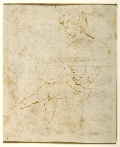 Madonna ja lapsi, Michelangelon jälkeen (kynä ja muste paperille) tekijältä Raphael