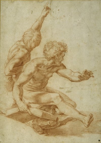 Alastontutkielmat St. Andrewlle ja toiselle apostolille kirjassa "The Transfiguration", n. 1517 (punainen liitu kynällä kermapaperilla) tekijältä Raphael