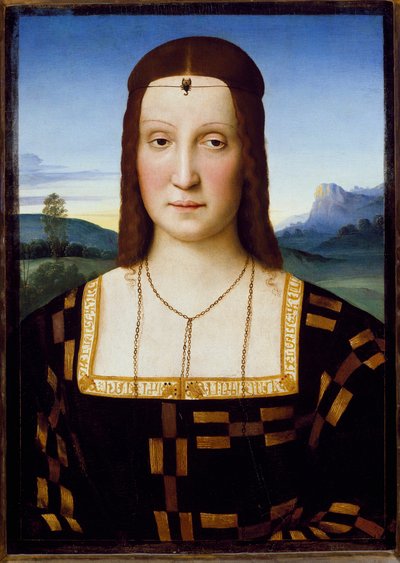 Elisabetta Gonzagan muotokuva, n. 1504-1505 (öljy puulle) tekijältä Raphael