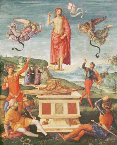Kristuksen ylösnousemus, n. 1502 (öljy paneelille) tekijältä Raphael
