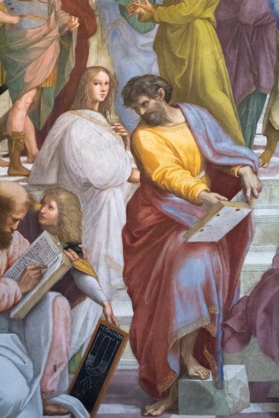 Ateenan koulu, Parmenideksen yksityiskohta, Scala della Segnatura tekijältä Raphael (1483-1520)