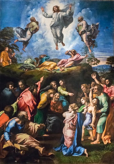 The Transfiguration (öljy paneelissa) tekijältä Raphael (1483-1520)