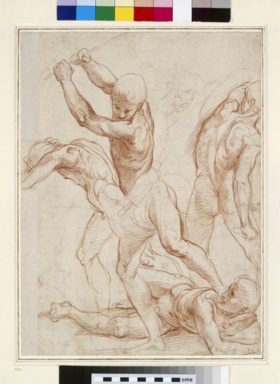 Alaston miesten taistelu (punainen liitu paperille) tekijältä Raffaello Sanzio Raphael