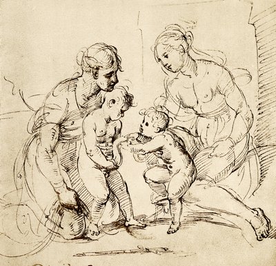Pyhän perheen malli Canigianin talosta Münchenistä. tekijältä Raffaello Sanzio Raphael