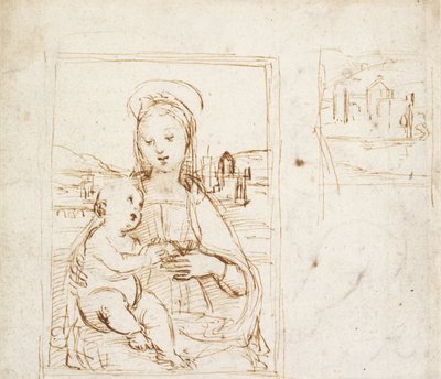 Tutkimus Neitsyen ja Lapsen kuvalle, c1500-1504 tekijältä Raphael