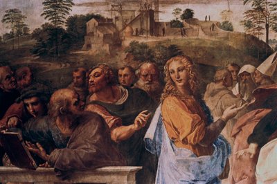 Kiista pyhästä sakramentista, yksityiskohta, 1508-1509 tekijältä Raffaello Sanzio Raphael