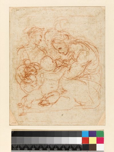 Pyhä perhe, n. 1510-12 (liitu paperille) tekijältä Raffaello Sanzio Raphael