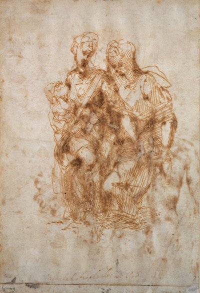 Neitsyt ja lapsi Pyhän Annan kanssa, n. 1500-1520 tekijältä Raphael