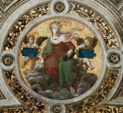Teologia. Kattofresco Stanza della Segnaturassa, noin 1510-1511. tekijältä Raphael