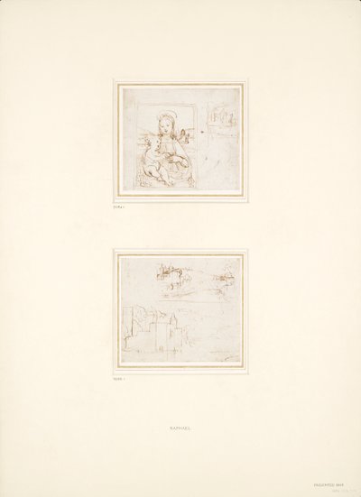 Kaksi erillistä maisemaluonnosta, 1500-1504 tekijältä Raphael