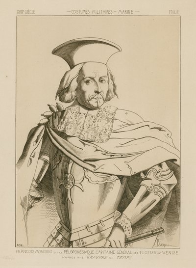 Francesco Morosini, nimeltään Peloponnesiaco, Venetsian laivaston kenraalikapteeni. tekijältä Raphael Jacquemin
