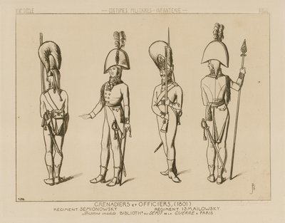 Venäläisiä krenatöörejä ja upseereita, 1801 tekijältä Raphael Jacquemin