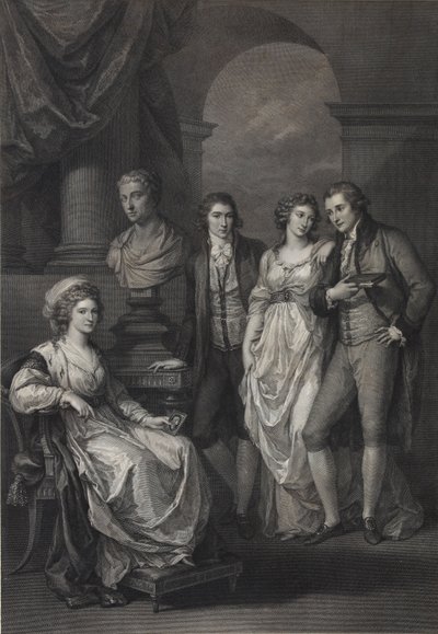 Perhekuva Katariina Petrovna Barjatinskajasta 1750-1811, s. Holstein-Beckin prinsessa, 1793 tekijältä Raphael Morghen