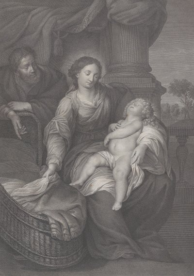 Pyhä perhe, jossa Kristus-lapsi nukkuu Neitsyt sylissä, 1786 tekijältä Raphael Morghen