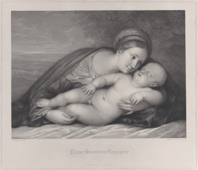 Madonna syleilee nukkuvaa Kristus- lasta, 1797. tekijältä Raphael Morghen