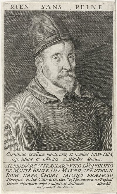 Muotokuva säveltäjä Philippe de Montesta 1521-1603, 1594 tekijältä Raphael Sadeler the Elder