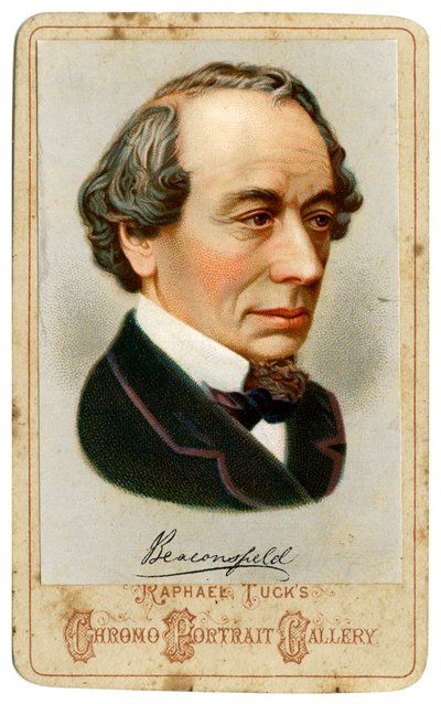 Benjamin Disraeli, Beaconsfieldin ensimmäinen jaarli, 1800-luvun brittiläinen konservatiivipoliitikko. tekijältä Raphael Tuck