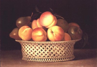 Kulho persikoita (öljy kankaalle) tekijältä Raphaelle Peale