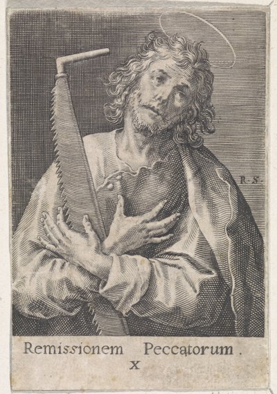Apostoli Simon innokas Kristus, Maria ja kaksitoista apostolia (sarjan nimi) tekijältä Raphaël Sadeler (I)