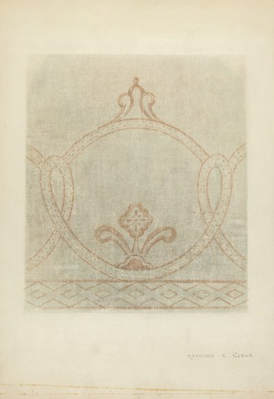 Seinämaalauksen restaurointipiirustus, c. 1940. tekijältä Raymond E. Noble