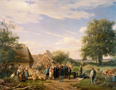 Napoleon III vierailemassa Coudrayn tilalla Solognessa Raymond Esbratin (1809-1856) maalaus 1800-luvun Orleansissa. Kuvataidemuseo tekijältä Raymond Esbrat
