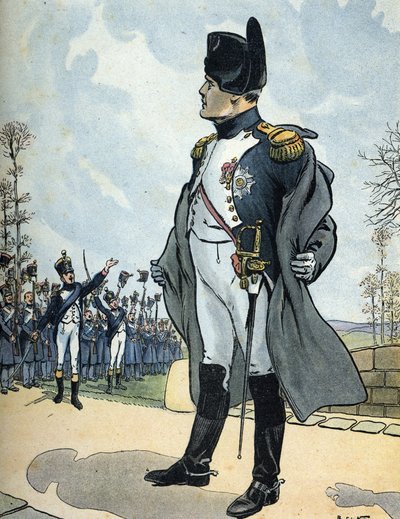 Muotokuva keisari Napoleon I:stä (1769-1821), joka palaa maanpaosta Elbaan. tekijältä Raymond de la Neziere
