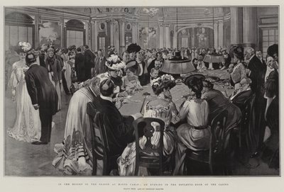 Monte Carlon sesongin huipulla, ilta kasinon rulettihuoneessa (litografia) tekijältä Reginald Thomas Cleaver