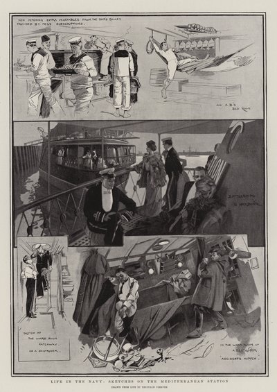 Elämä laivastossa, luonnoksia Välimeren asemalta (litografia) tekijältä Reginald Thomas Cleaver