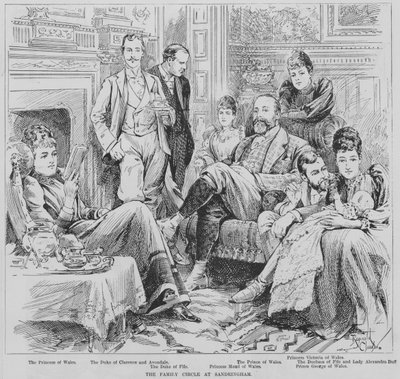 Walesin prinssi ja prinsessa sekä heidän perheenjäsenensä Sandringhamissa, Norfolkissa. tekijältä Reginald Thomas Cleaver