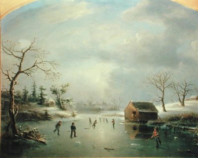Skating Pond Morristownissa, New Jerseyssä (öljy kankaalle) tekijältä Regis Francis Gignoux