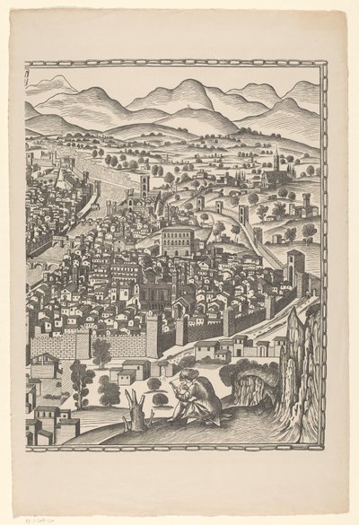 Näkymä Firenzeen (oikea osa) Fiorenza (otsikko esineessä) tekijältä Reichsdruckerei