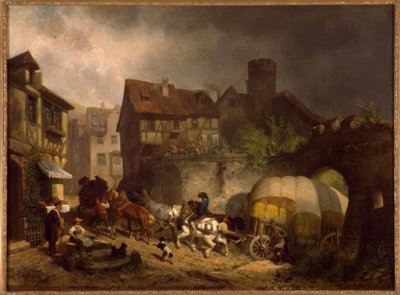 R. Braun, Schwäbische Dorfszene tekijältä Reinhold Braun