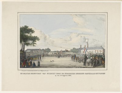 Stedelyken hallitus otti kiitollisen vastaan ​​Utrechtin Mobile Schutteryn. 19. elokuuta 1834 (otsikko esineessä) tekijältä Reinier Craeyvanger