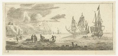 Port marítim amb dos grans vaixells de vela Various Embarquements et autres Faicts (títol de la sèrie) Acaben diversos embarcaments i similars (títol de la sèrie). tekijältä Reinier Nooms